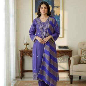 Beautiful Lavender Partywear Suit with Organza Dupatta