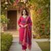 Garhwal Silk Suit Set with Organza Dupatta